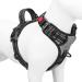 Phoepet anti-educational dog harness reflective adjustable with training handle name ID card 2 metal linen hooks 3 snap buckles easy tightening and losing weight S gray black small