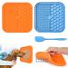 Aiqinu lick mat dog with suction cup 2 pieces of leak mat dog bpa-free with 1 silicone spatula slow feeder dog leak mat lick mat cat for dog baths training fur care & claw care (large) Large orange+blue