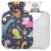Naanle colorful rainbow dinosaur heat bottle with reference transparent hot water bottle 1 l hot water bottle for bed hand feet pain relief heat and cold therapy
