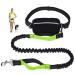 Premium dog leash to walk dual grip jogging line with reflective seams and feces bag dispensers dog hinge leash with adjustable for large dogs free -handed and shock -damping black / green