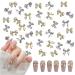 Bow Nail Charms 60PCS Gold Silver Metal Nail Art Bows Bowknot Bow Tie Nail Gems Alloy Nail Art Decorations Supplies for Women Girls Manicure Design DIY Crafts (B Gold & Silver)