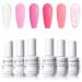 Gellen Gel Nail Polish Kit - 6 Stunning Shades Hot Baby Pink Glittering Pink Shimmer White Mermaid Pearl Shell Gel Polish Set Thread Effect Soak Off Gel Holiday Gifts for Women Pretty in Pink
