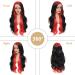 Ombre Red Root Highlight Side Part Wig | Skunk Stripe Long Wavy Synthetic Hair | Body Wave Lace Front Wig for Black Women (RS200D/1B) - Buy Online on GoSupps.com
