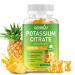 GGMMUU Potassium Citrate Gummies 1200mg Chewable Potassium Supplement for Adults & Kids - Supports Muscle Health Leg Cramps & Electrolyte Balance Sugar-Free Vegan Pineapple Flavor 60 Count