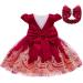 keaiyouhuo Baby Girls Lace Backless Tulle Princess Dresses Wedding Pageant Party Christening Dress with Bowknot Headwear 18-24 Months Red