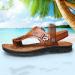 Men's Toe Corrector Sandal | Summer Leather Beach Flip Flops for Flat Feet | Non-Slip Bunion Corrector Slide Shoes 8.5 Khaki - Buy Online on GoSupps.com