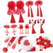 minkissy 5 Pairs Antique Red Hairpin Tassel Hair Accessories Furry Balls Hair Clip Chinses Spring Festival Headdress Pom Pom Tassels Hair Clips Barrettes Flower Hair Hairy Cloth Child - Buy Online on GoSupps.com