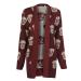 Fast Fashion Ladies Long Sleeves open Cardigan Skull Owl Front and above 20 Wine