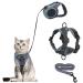 QKTYB Cat Harness and Lead Set Kitten Harness with Retractable Dog Lead 5m/16.4 Ft Automatic Extendable Cat Leash Soft Dog Harness for Cats and Small Dogs Puppy Walking (S) Grey S