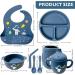 Soft Silicone Baby Feeding Set with Adjustable Bib, Suction Bowl, Plate, Straw Cup, and Utensils - Baby Led Weaning Supplies with Cute Patterns | Space & Dinosaur Design - Buy Online on GoSupps.com