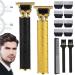 Yamloveme Trimmer Yamloveme Professional Cordless Hair Clipper Waterproof USB Charging Electric Razor Shavers Zero Gapped T Blade Liners Grooming Hair Cutting Kit with Guide Combs (2PCS-C)