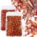 3D Fall Maple Leaf Nail Art Decals Charms for Nails  3D Holographic Glitters Meteillc Red Yellow Nail Art Sequins Flakes for Women DIY Manicures Salon Accessories 2 Bag 2Bags