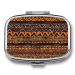 Pill Box African Mud Cloth Tribal Print 2 Compartment Medicine Pill Case Pill Organizer Decorative Metal Portable Pill Box for Pocket Or Purse Style