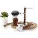 JAG Shaving Razor Set | Sustainable 3-Part Wooden Razor & Synthetic Hair Brush | Double Edge Blades for Men & Women | Eco-Friendly Shaving Stand - Buy Online on GoSupps.com