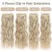 ALXNAN Clip in Long Wavy Synthetic Hair Extension 20 Inch Beach Blonde - 4PCS Double Weft Hairpieces for Women - Buy Online on GoSupps.com