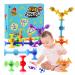 Suction Toys Kids Bath Toys 19 Pcs Slicone Sucker Toys for Kids Sensory Toys for 3 4 5 6 7 Year Old Boys Girls Toddler Montessori toys Building Toys for Stress Release and Travel 19pc
