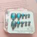 Square Press-On Blue Cat Eye Toenails - Short Glitter Acrylic Full Cover Toe Nails - 24pcs Reusable for Spring/Summer - Buy Online on GoSupps.com