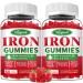 2 Pack Iron Gummies for Women & Men - Vegan Iron Supplement for Anemia & Iron Deficiency with Vitamin B12 Vitamin C Zinc Folate - Energy Boost Sugar-Free Strawberry Flavor 120 Count Strawberry 60 Count (Pack of 2)