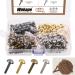 Wokape Paper Fasteners Brads Round Fasteners (Mixed Color-8mm) - 600Pcs 4 Colors 8 * 15MM Mushroom Head Round Paper Fasteners Metal Brads Assortment Kit  Decorative Brads for School Office Crafts