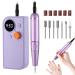 Portable Nail Drill Kit Rechargeable 30000 RPM Electric Professional Cordless Efile Nail Drill Machine Set for Acrylic Nails, Polishing, Manicure Pedicure Tool Purple