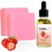 Strawberry Yoni Soap Bar & Oil Set of 3 1 Fl.Oz Feminine Wash for Women Balance PH Vagina Moisturizer Smooth and Tightening Vaginal Deodorant Odor Remove Organic Handmade Bar Feminine Care