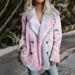 Winter Warm Fleece Coat for Women - Tie Dye Lapel Sweatshirt - Plush Jacket with Pockets - X-Large 01 # Pink - Buy Online on GoSupps.com