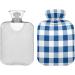 2L Heat Bottle - Durable Warm-Up Bag for Pain Relief | Blue & White Buffalo Check | Ideal for Neck Shoulder Cramps & Heat Therapy | International Shipping Available - Buy Online on GoSupps.com
