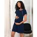 Sykooria Women's Maternity Nightdress | Nursing Nightgown | Short Sleeve Sleep Shirt for Pregnant Women - Navy Blue S - Buy Online on GoSupps.com