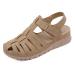 Women's sandals with a closed toe area comfortable sports wedge sandals for outdoor area low-top gladiators made of soft leather casual summer sandals shoes to walk drive black 37 light bruin 41 EU