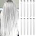 White hair extensions clip in for girls 22 inch colorful straight hair extensions for party highlights colored hair accessories hair parts for children women (10 pcs white)