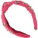Rhinestone Knotted Headband Valentine's Day Headband Women Acrylic Rhinestone Wide Knotted Headband for Festivals (Rose Red) - Buy Online on GoSupps.com