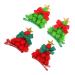 minkissy 4 Pairs Christmas Tree Hair Clips Holiday Party Giveaways Xmas Hair Clips Xmas Tree Barrettes Small Santa Hat Hairpin Christmas Tree Felt Hairpins Handle Iron Child Modeling