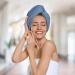 Microfiber Hair Towel Wrap | Super Absorbent Hair Turban with Buttons | Fast-Dry Salon Hair Cap - Blue - One Size - Buy Online on GoSupps.com