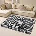 Black and White Striped Kitten Flannel Non-Slip Floor Mat - 63x48 Inches Comfortable & Lint-Free Perfect for Home & Office - Shop Internationally - Buy Online on GoSupps.com