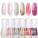 EONFAVE Glitter Nail Polish Sets - 6 Colours Pearlescent Glitter Nail Varnish Set - Shinny Peel Off Nail Polish Gifts for Women Nail Art DIY Home - No Need Cured Glitter Pearl Set