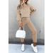 Fixmatti Women's 2 Piece Outfits | Long Sleeve Pullover Sweatshirt Jogger Pants Sweatsuit | Khaki - Size Small - Buy Online on GoSupps.com
