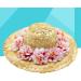 POPETPOP Pet Flower Straw Hat - Size S, Pink Flower - Cute Dog Sunhat for Spring and Summer - Buy Online on GoSupps.com