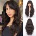 HAIRCUBE Black Long Curly Wig with Bangs - Heat Resistant Synthetic Wigs for Women, Perfect for Daily & Party Use - Buy Online on GoSupps.com