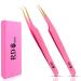 Eyelash Extension Tweezers Lash Extension Precision Tweezers Straight & Curved Set of 2 Pieces 14cm Pink