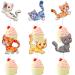 Cute Cartoon Cat Theme Happy Birthday Cupcake Toppers 18-PC Set - It's suitable for a pet birthday party a cat theme birthday party for boys and girls or a baby shower party decoration - SugarGera
