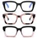 NaNaKo 3 Pack Reading Glasses for Women - Oversized Square Ladies Reader Eyeglasses +2.75 Black+pink Tortoiseshell+blackpink 2.75 x