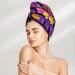 Buy Hair Towel Wrap - Fast-Drying Towel Turban with Button (Purple Flower) for Effortless Hair Drying - International Shipping Available - Buy Online on GoSupps.com