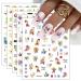 JMEOWIO 9 Sheets Flower Nail Art Stickers Decals Self-Adhesive Spring Floral Letter Nail Supplies Nail Art Design Decoration Accessories