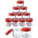 Beauticom 12 Piece 1 oz. USA Acrylic Round Clear Jars with Flat Top Lids for Creams Lotions Make Up Cosmetics Samples Herbs Ointments (12 Pieces Jars + Lids RED)