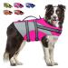 KOESON Ripstop Dog Life Jacket, Dog Life Vest with Superior Buoyancy Pet Swimming Safety Vest with Rescue Handle, Dog Float Coat Dog Life Preserver Lifesaver for Small Medium Large Dogs Pink M Medium Pink