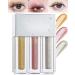 3 Colors Liquid Glitter Eyeshadow Set  Waterproof Metallic Shimmer Sparkling Eyeshadow  Silver Gold Pink Diamond Eye Shadow Stick  Long Lasting Glow Eye Shadow  Korea Eye Makeup Gift for Women-A 01 A