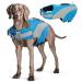 Hjyokuso life jacket dog dog chimney dog swimming aid ripstop & reflective size adjustable with strong buoyancy and rescue handle for swimming boating and canoeing (blue L) L blue
