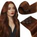 Laavoo clip in extensions real hair Auburn brown real hair clip in hair extension real hair auburn brown clip in extensions human hair 35cm 14 inch 105g/7pcs 35cm-105g 4.3#33
