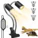 LEDBOCLI TILD TILD HEATHING HEAT light bulbs 3.5W & 25W & 50W for aquarium reptile with clip e27 lamps holder UVB 2 lamp heads 360 for reptiles lizards turtle snakes pet habitat 3.5w+50+50W