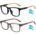 MEETSUN Blue Light Blocking Glasses Kids,Computer Gaming TV Glasses for Boys Girls Age 7-12 Anti Eyestrain 2 Pack Matte Black + Transparent Brown